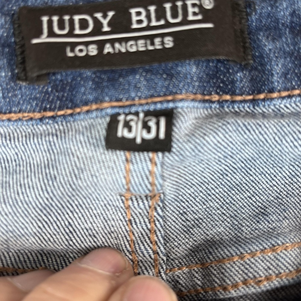 Judy Blue Jeans Womens 13 31 Blue Wide Leg Frayed Raw Hem Denim High Rise - Picture 4 of 9